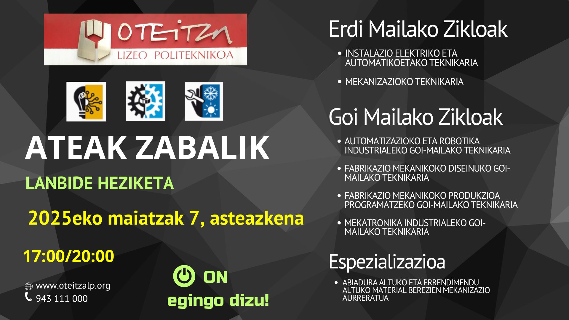 Lanbide Heziketa ATEAK ZABALIK, Oteitza Politeknikoa